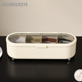  Aquarius316 กล่องเครื่องปรุงรสในครัว 4 ช่องใส่เครื่องปรุงอาหารพร้อมหน้าต่างใสสำหรับครีมออกแบบบูรณาการเครื่องเทศเกลือน้ำตาล