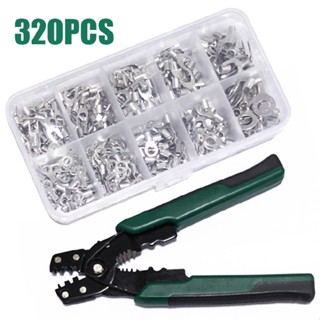 320pcs Crimp Terminal + Pliers Cold Pressed Terminal U-shaped O-shaped Terminal