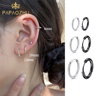 Papaozhu 1 ชิ้น เหล็กไทเทเนียม กลวง ห่วงวงกลม ต่างหู สําหรับ…