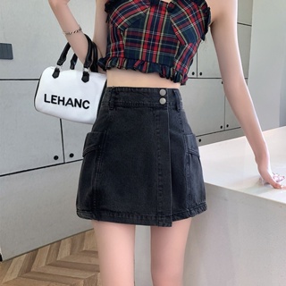 [New product in stock] womens retro high waist A- line denim skirt anti-exposure quality assurance HZ9T