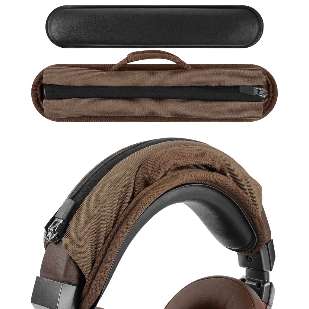 Geekria Medium Hook and Loop Headband Cover + ชุดแผ่นรองคาดศีรษะ / ที่คาดศีรษะพร้อมซิป, เข้ากันได้กับหูฟัง ATH JBL Hyperx Sony
