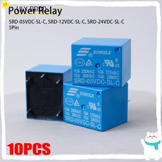 LILY รีเลย์พาวเวอร์ไฟฟ้า DIY 5 Pin 5V 12V 24V DC 10A SRD-05VDC-SL-C SRD-12VDC-SL-C 10 ชิ้น