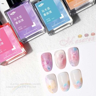 สีทาเล็บสีเจล Fn Macaron Smudge Liquid Manicure Color Water Dye Liquid Gradient Nail Marble Ink Glass nuuo