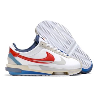 Cortez sacai Joint Forrest Gump Waffle Deconstruction รองเท้าผ้าใบ ลําลอง สีขาว สีแดง สีฟ้า เหมาะกับการวิ่ง