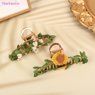 Thevantin ใหม่ กิ๊บติดผมหางม้า ลายดอกไม้ ใบไม้ สไตล์วินเทจ สําหรับผู้หญิง