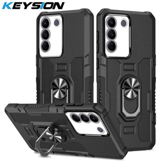 Keysion เคสโทรศัพท์ซิลิโคน PC กันกระแทก พร้อมแหวนขาตั้งโลหะ สําหรับ VIVO V27 5G V27e V27e V27 5G