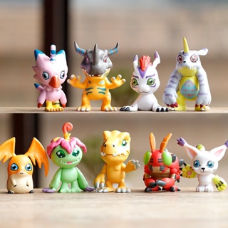 โมเดลตุ๊กตา อนิเมะ Digimon Adventure Tailmon Gomamon Patamon Gabumon Tentomon Palmon Piyomon Agumon ของเล่นสําหรับเด็ก 9 ชิ้น ต่อชุด