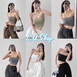 L.A Shop พร้อมส่ง สายเดี่ยวบราฟองน้ำครอปสั้น ฟองน้ำในตัว สีพื้นเรียบๆ"FY1803/FY1806"