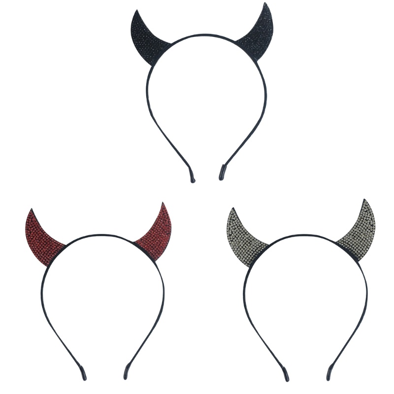 Fnau Devil Horns Disco Party Headwear Disco Headband Party เครื่องแต่งกาย Headpieces Sparkly Devil H