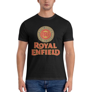 เสื้อยืด ผ้าฝ้าย พิมพ์ลายโลโก้ Royal Enfield สไตล์วินเทจ แฟชั่นสําหรับรถจักรยานยนต์