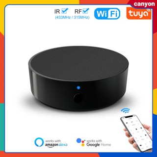 Tuya Wifi Ir อินฟราเรดและความถี่วิทยุ Rf รีโมทคอนโทรลสำหรับเครื่องปรับอากาศทีวีสมาร์ทโฮมอินฟราเรด Universal Remote Controller ลำโพงอัจฉริยะควบคุมเสียง canyon