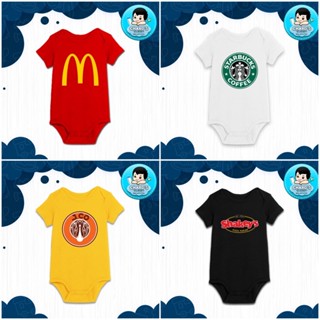 พิมพ์โลโก้อาหารกําหนดเองบน Baby Onesie (McDo, Starbucks, JCO, Shakeys) 1YC2