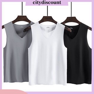 &lt;citydiscount&gt; เสื้อกล้าม คอวี แขนกุด ผ้าเรยอน แบบแห้งเร็ว สําหรับผู้ชาย ใส่ทุกวัน