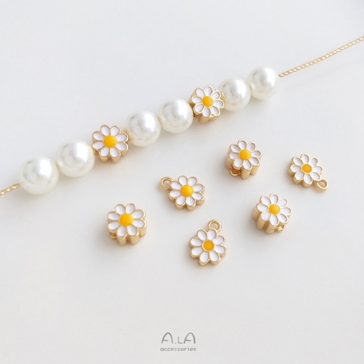 👍  ร้านค้าโรงงานเครื่องประดับ DIY 🏆จี้ดอกเดซี่ สีทอง 14K ขนาดเล็ก สําหรับทําเครื่องประดับ สร้อยคอ สร้อยข้อมือ ลูกปัด แฮนด์เมด diy