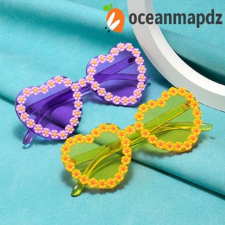 OCEANMAPDZ แว่นตากันแดด สีเจลลี่ ลายดอกเดซี่ หัวใจ เหมาะกับการเดินทาง สําหรับผู้หญิง