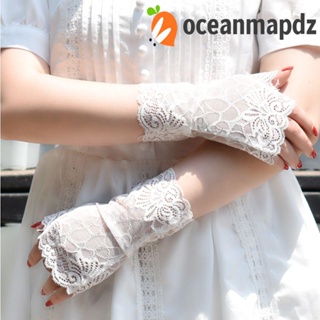 OCEANMAPDZ ถุงมือครึ่งนิ้ว ผ้าตาข่าย ป้องกันรังสียูวี สําหรับเต้นรํา