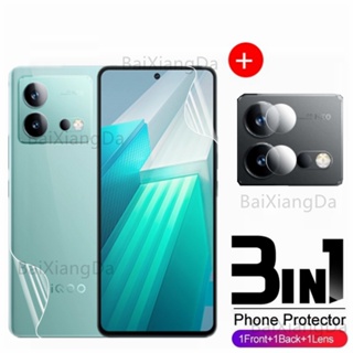 3 in 1 ฟิล์มไฮโดรเจลนิ่ม กันรอยหน้าจอ ป้องกันเลนส์กล้อง ด้านหลัง สําหรับ Vivo iqoo Neo 8 pro 8pro Neo8 pro Neo8pro