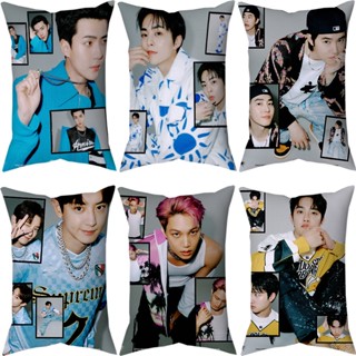 Exo ปลอกหมอน ผ้าโพลีเอสเตอร์ ทรงสี่เหลี่ยมผืนผ้า ลาย EXIST Sehun,Xiumin,Suho,Chanyeol,Baekhyun,Chen,D.O และ Kai สําหรับตกแต่งบ้าน โซฟา