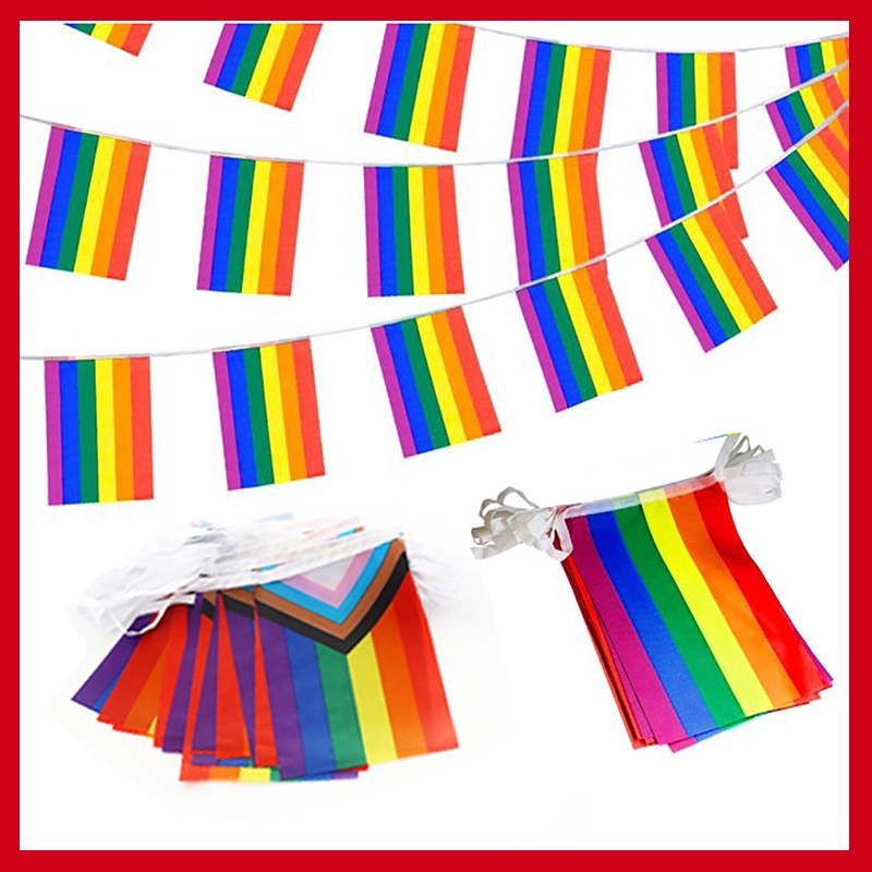 ธงLGBT ธงราวสายรุ้ง ยาว 5.5 เมตร ธง 20 ผืน ขนาด 14x21cm Rainbow flag