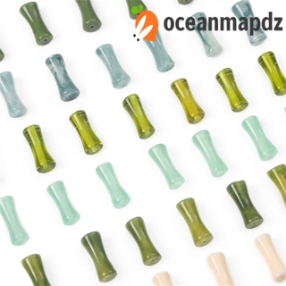 OCEANMAPDZ ต่างหูลูกปัดไม้ไผ่ หยกเทียม แฮนด์เมด สีเขียวใส ไม่จางหาย