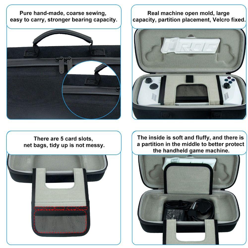 Wyjs Gaming Handhelds พกพา, พร้อมขายึดกระเป๋าถือเกมคอนโซลกระเป๋าเก็บ, EVA กันกระแทก Anti Scratch กล่องป้องกันสําหรับ ASUS ROG Ally X 2024 Travel