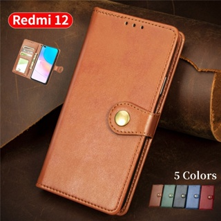 เคสโทรศัพท์มือถือหนังนิ่ม ฝาพับ พร้อมช่องใส่บัตร ตั้งได้ หรูหรา สําหรับ Redmi 12 4G 2023 Redmi12 12C Redmi12C