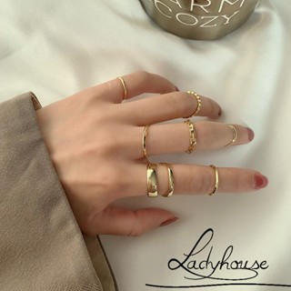 Ldd- ชุดแหวนสนับมือ ของขวัญวันวาเลนไทน์ สไตล์เรียบง่าย สีทอง สีเงิน สําหรับสุภาพสตรี 7 ชิ้น
