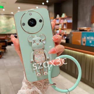 เคสมือถือ แบบนิ่ม ลายการ์ตูนหมี พร้อมสายคล้อง ป้องกันเลนส์ สําหรับ Realme 11 Pro+ 10 Pro 5G C53 C55 4G 2023