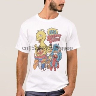 เสื้อยืดแขนสั้น ผ้าฝ้าย พิมพ์ลาย Sesame Street 123 Sesame สไตล์วินเทจ สําหรับผู้ชาย XS-4XL-5XL-6XL