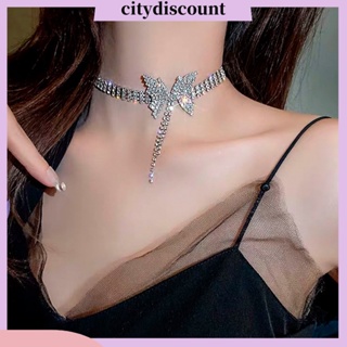 &lt;citydiscount&gt; สร้อยคอโชคเกอร์ ประดับพลอยเทียม พู่ยาว หรูหรา เครื่องประดับแฟชั่น สําหรับผู้หญิง งานแต่งงาน ปาร์ตี้