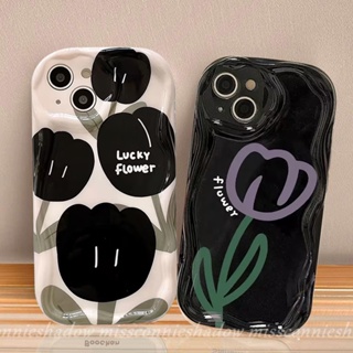 เคสโทรศัพท์มือถือแบบนิ่ม Tpu กันกระแทก ลายดอกไม้ทิวลิป 3D แนวเรโทร สําหรับ IPhone 11 7 Plus 13 12 14 11 Pro Max 7 8 6s 6 Plus XR X XS Max SE 2020