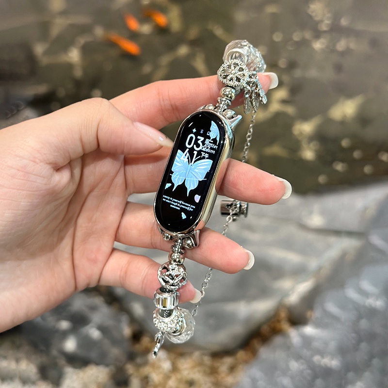 Pandora Dreamcatcher สายโซ่ยืดไสลด์สําหรับ Xiaomi Mi Band 10 9 8 7 6 5 3 4 สาวข้อมือประดับด้วยลูกปัดออกแบบสร้อยข้อมือแฟชั่น Miband สําหรับ Mi 9 8 Pro Redmi 5 4 Band