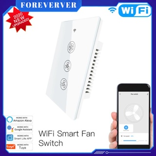 WiFi + RF433 สวิตช์พัดลมเพดานอัจฉริยะ Tuya/Smart Life App 2/3 Way รีโมทคอนโทรลไร้สายทำงานร่วมกับ Alexa Google Home fore