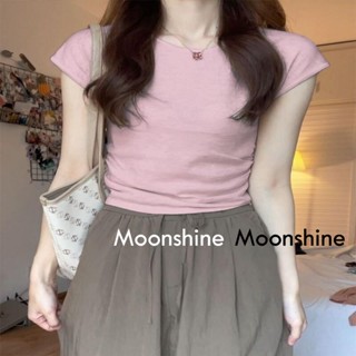 Moon  เสื้อครอป เสื้อแฟชั่นผู้หญิง y2k สีพื้น สําหรับผู้หญิง ใส่ไปคลับ ปาร์ตี้ 2023 NEW 23071103 พิเศษ คุณภาพสูง High quality ทันสมัย A29J1ID 36Z230909