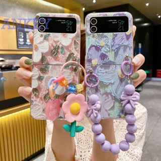 for Samsung Galaxy Z Flip4 Flip3 Phone Case Flower Zflip4 Folding PC Hard Cover Funny Cute Cartoon Funny Cute Cartoon