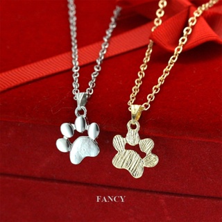 Fancy เครื่องประดับ สร้อยคอโซ่ พร้อมจี้รอยเท้าสุนัขน่ารัก แฟชั่นสําหรับผู้หญิง