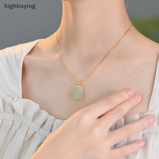 [highbuying] สร้อยคอโซ่ จี้หยก ทรงสี่เหลี่ยม สไตล์วินเทจ เรียบง่าย เข้ากับทุกการแต่งกาย เครื่องประดับแฟชั่น สําหรับผู้หญิง พร้อมส่ง