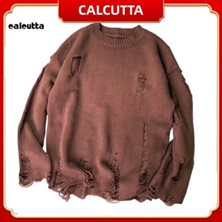 [calcutta] เสื้อกันหนาว คอกลม โอเวอร์ไซซ์ สีพื้น สําหรับผู้ชาย