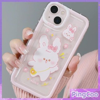 สำหรับ iPhone 11 เคสไอโฟนใส TPU กรอบรูปถุงลมนิรภัยกันกระแทกป้องกันกล้องน่ารักการ์ตูนกระต่ายสีชมพูเข้ากันได้กับ iPhone 14 Pro สูงสุด 13 Pro สูงสุด 12 Pro สูงสุด 11 7 8Plus