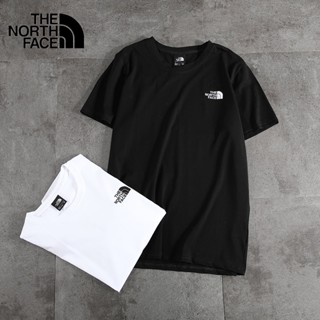 เสื้อยืดลําลอง ผ้าฝ้าย แขนสั้น คอกลม ปักลายโลโก้ The North Face แบบดั้งเดิม สําหรับคู่รัก