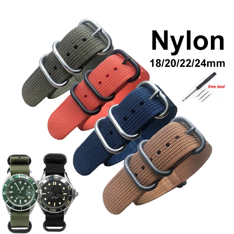 สายนาฬิกาข้อมือไนล่อน 18 มม. 20 มม. 22 มม. 24 มม. สําหรับ Rolex NATO สําหรับผู้หญิง ผู้ชาย