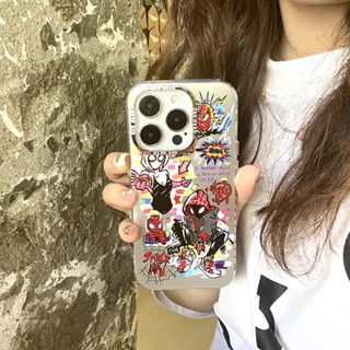 เคสโทรศัพท์มือถือ ชุบไฟฟ้า ป้องกันฝุ่น กันกระแทก ลาย Spider Man Gwen สําหรับ Iphone 13 14 Pro Max 12 11 Pro Max