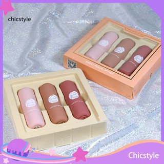 Chicstyle ลิปสติก เนื้อแมตต์ เป็นมิตรกับงานปาร์ตี้ สําหรับผู้หญิง 3 ชิ้น ต่อกล่อง