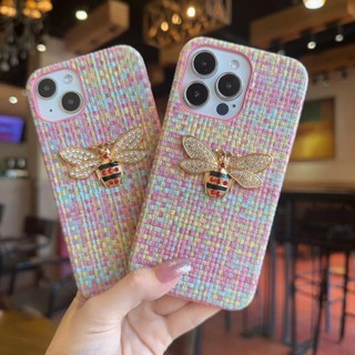 เคส iPhone 14 pro เคสโทรศัพท์มือถือโลหะ ลายผึ้ง ประดับเพชร สีรุ้ง สําหรับ iPhone 14  13  11 promax  xs max  12mini