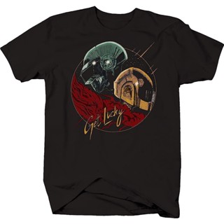 เสื้อยืด พิมพ์ลายนิยายวิทยาศาสตร์ Evh Prints Daft Punk Get Lucky สีดํา สไตล์พังก์