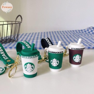 Pewany พวงกุญแจ PVC ลายการ์ตูน Starbucks ชานมเขียว ตลก สําหรับห้อยแก้วกาแฟ