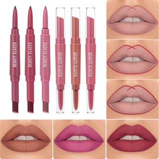 【COD】 Beauty Glazed 6 สี/กล่อง Matte Lipstick Pen Lip Liner Pencil Lipliner Lipstick 2 In 1 Makeup Pen Waterproof Lasting Non-stick Cup Lipstick Cosmetics