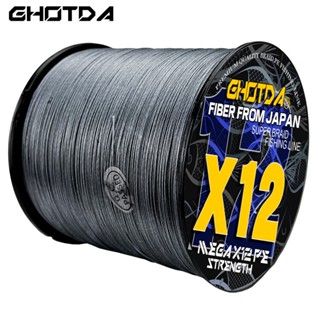 Ghotda X12 สายเบ็ดตกปลา PE ทนทาน 300 เมตร สีเขียว สีเทา