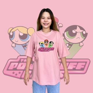 【New】เสื้อยืดผ้าฝ้าย เสื้อโอเวอร์ไซส์ผู้หญิง Power puff girls เสื้อทรง Oversize พาเวอร์พับเกิล