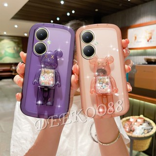  พร้อมส่ง เคสโทรศัพท์มือถือ ลายหมีสีชมพูน่ารัก พร้อมขาตั้ง สําหรับ VIVO Y27 Y78 Y02T 4G 5G 2023 VIVOY27 VIVOY02T VIVOY78